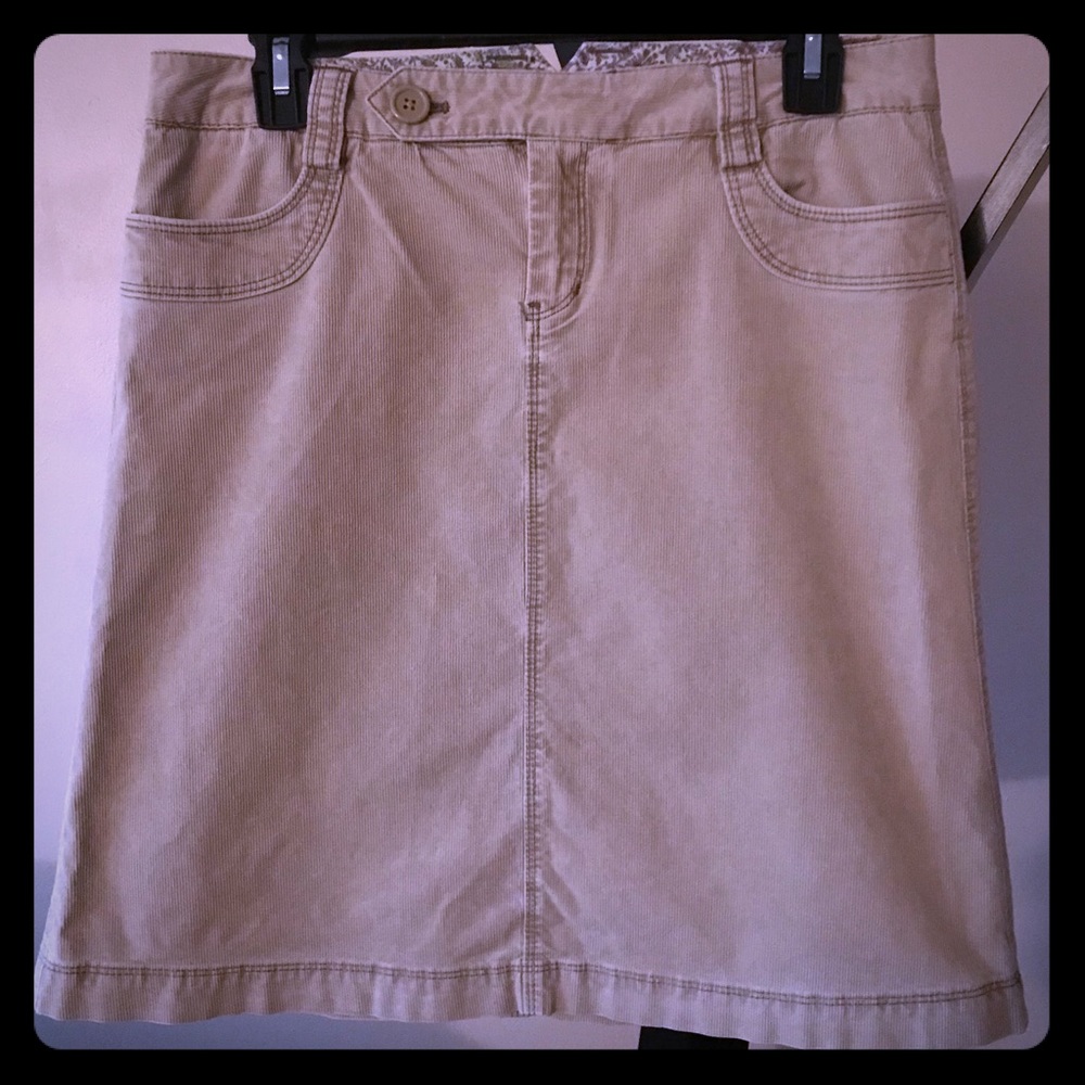 Gap Tan Lightweight Stretch Cord Midi Skirt 4